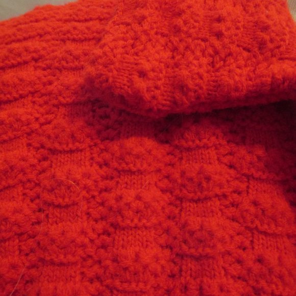 Vintage 1950s Knitted Sweater Clutch COAT RED Valentines Day LARGE - Picture 4 of 7